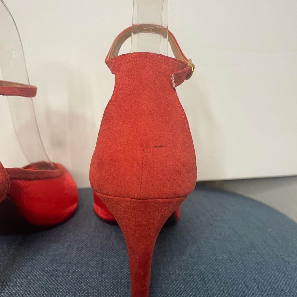 J. Renee Jena Mesh Ankle Strap Dress Pump in color Red in a size 9 1/2 - Picture 13 of 14
